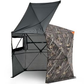 VEVOR Hunting Blind, 6-7 Person, 288 Degree 5 Side See-Through Ground Blinds with Carrying Bag, Portable Camouflage Tent