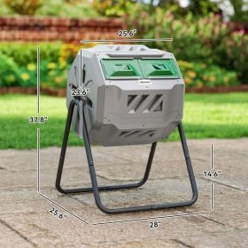 Tumbling Compost Bin Outdoor 360 Dual Chamber Rotating Composter 43 Gallon, Light Gray (Option: Light Gray)