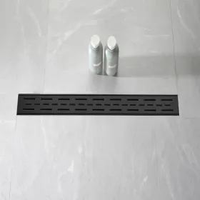 28 Inch Linear Shower Drain With Removable Brick Patterned Grate Cover, 304 Stainless Steel Shower Floor Drain With Hair Strainer And Leveling Fe (Option: defaulttitle)