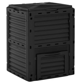 Garden Compost Bin 80 Gallon Outdoor Large Capacity Composter Fast Create Fertile Soil Aerating Box, Easy Assembly, Black (Option: Black-610x140x825 mm)