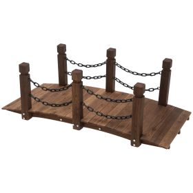 5 ft Wooden Garden Bridge Arc Footbridge with Metal Chain Railings & Solid Fir Construction, Carbonized (Option: Carbonized-830x200x730 mm)
