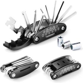 16-in-1 Heavy-Duty Bike Repair Kit With 16-ToolMultifunctional Hex Key Set Puncture Patch &Tire Repair Kit For Mountain Road BikesMotorcycles (Option: Onepiece)