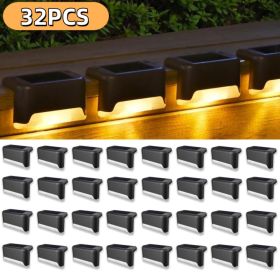 32&16 PCS Solar Deck Lights Outdoor Solar Step Lights Waterproof Led Solar Lights For Outdoor Stairs Step Fence Yard Patio And Pathway Family's G (Option: Warm Light 32Pack)