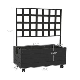 Raised Garden Bed With Trellis And Wheels, Outdoor Planter Wooden Elevated Garden Bed For Garden, Patio, Balcony (Option: Black)