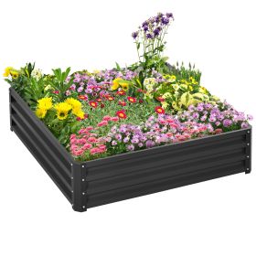 Galvanized Raised Garden Bed, 4' x 4' x 1' Metal Planter Box, for Growing Vegetables, Flowers, Herbs, Succulents, Gray (Option: Gray-1260x345x50 mm)