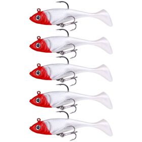 T-Tail Lead Fishing Lure Set for Outdoor Fishing (Type: 5Pcs/Set, Color: Red & White)