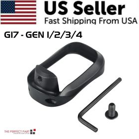 Anodized Aluminum Flared Magwell For Glock 19/17/22/24/31/34/35/37 Gen 1/2/3/4/5 (Color: Black, Model: For G17 GEN 1-4)