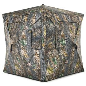 3 Person Portable Pop-Up Ground Hunting Blind With Tie-downs (Option: With Holes on Mesh WIndows)